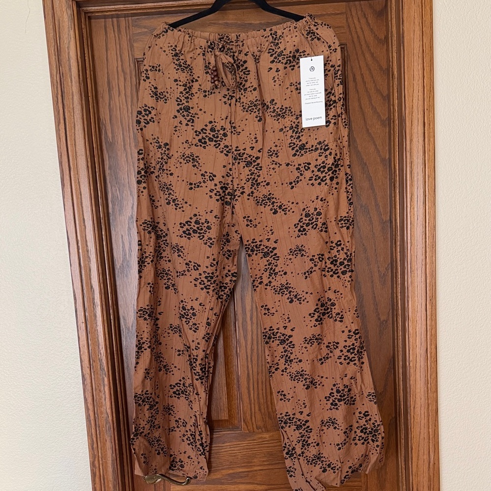 Love Poem Brown Floral Print Pants